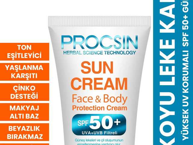 PROCSIN Koyu Leke Karşıtı Yüksek Uv Korumalı SPF 50+ Güneş Kremi 50 ML - video
