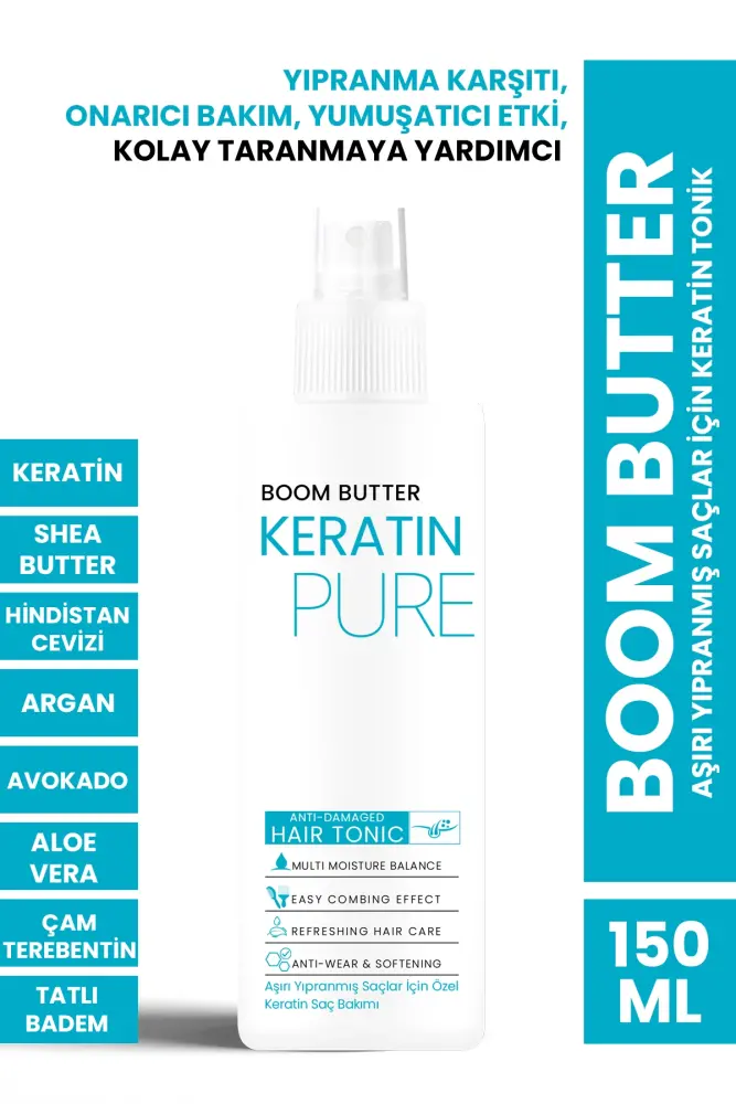 BOOM BUTTER Aşırı Yıpranmış Saçlar için Yumuşatma ve Güçlendirme Etkili Keratin Tonik 150ML - 1