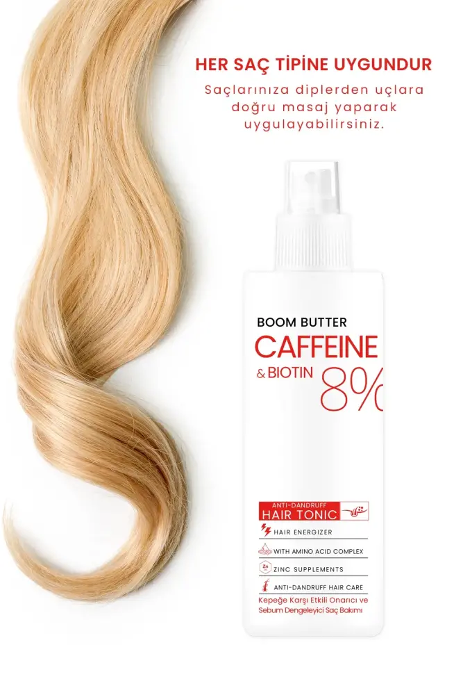 BOOM BUTTER Caffeine Biotine Yavaş Uzayan Kepeklenen Saçlar için Tonik 150 ML - 4