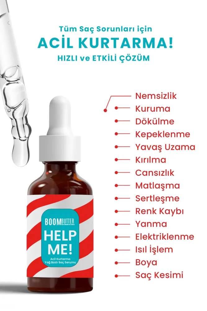 BOOM BUTTER Help Me Acil Kurtarma Yağ Bazlı Saç Serumu - 3