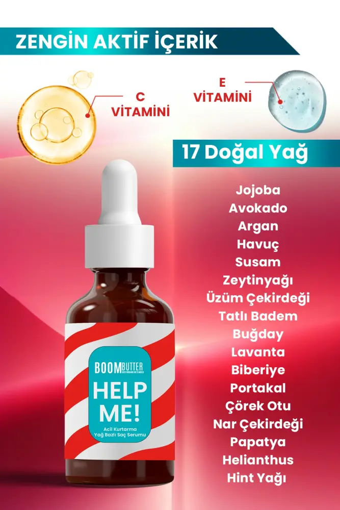 BOOM BUTTER Help Me Acil Kurtarma Yağ Bazlı Saç Serumu - 6