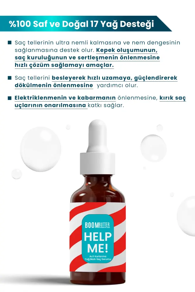 BOOM BUTTER Help Me Acil Kurtarma Yağ Bazlı Saç Serumu - 2
