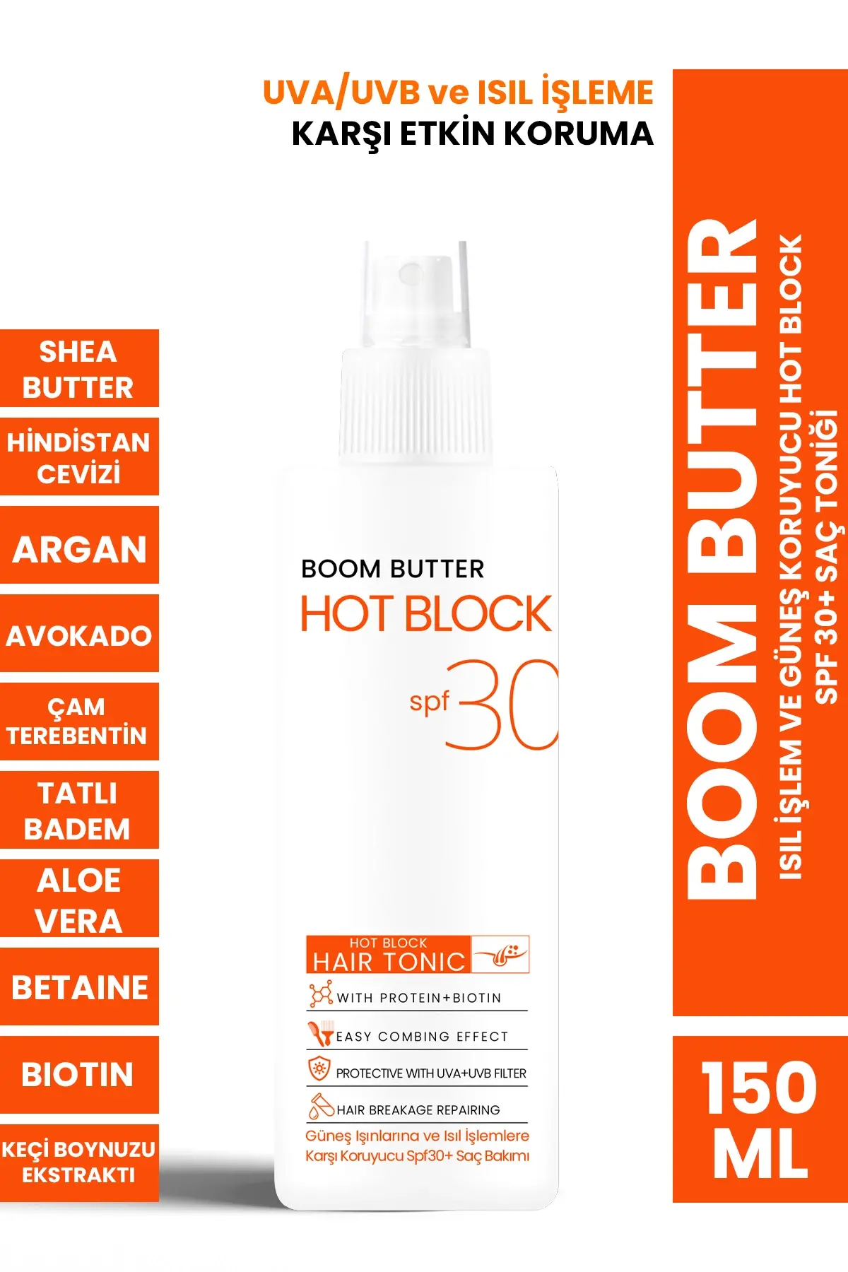 Boom Butter Isıl İşlem Ve Güneş Koruyucu Hot Block Spf 30+ Saç Toniği 150ml