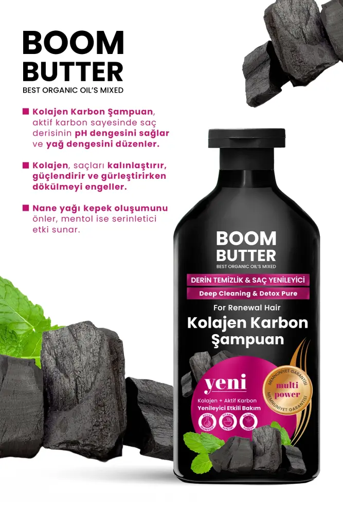 BOOM BUTTER Kolajen Karbon Saç Yenileyici Şampuan 400 ML - 4