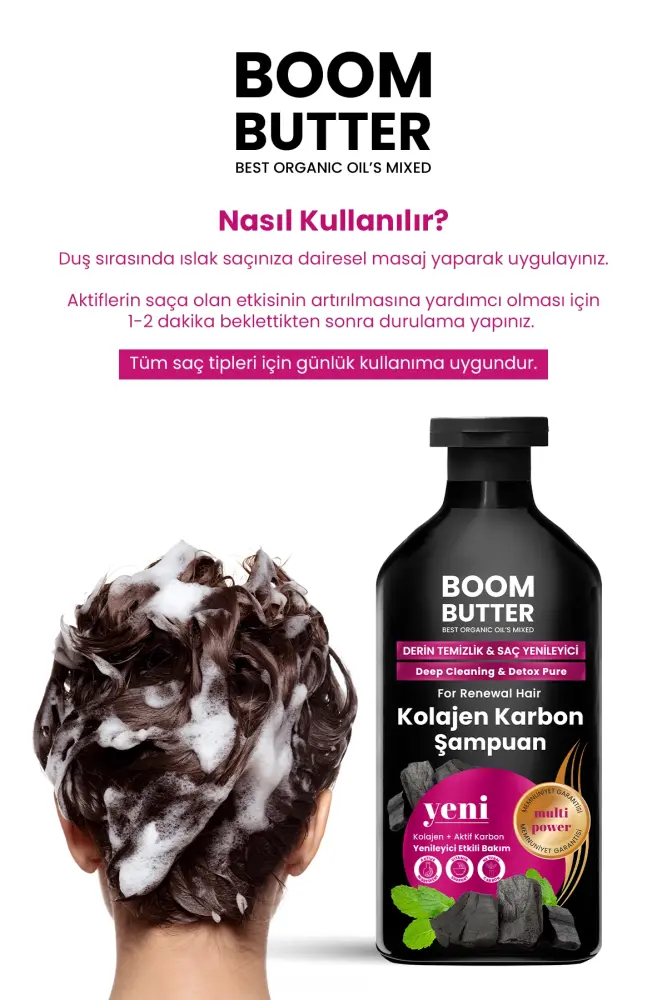 BOOM BUTTER Kolajen Karbon Saç Yenileyici Şampuan 400 ML - 5