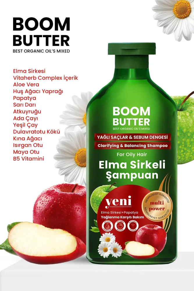BOOM BUTTER Yağlanma Karşıtı Elma Sirkeli Şampuan 400 ML - 3