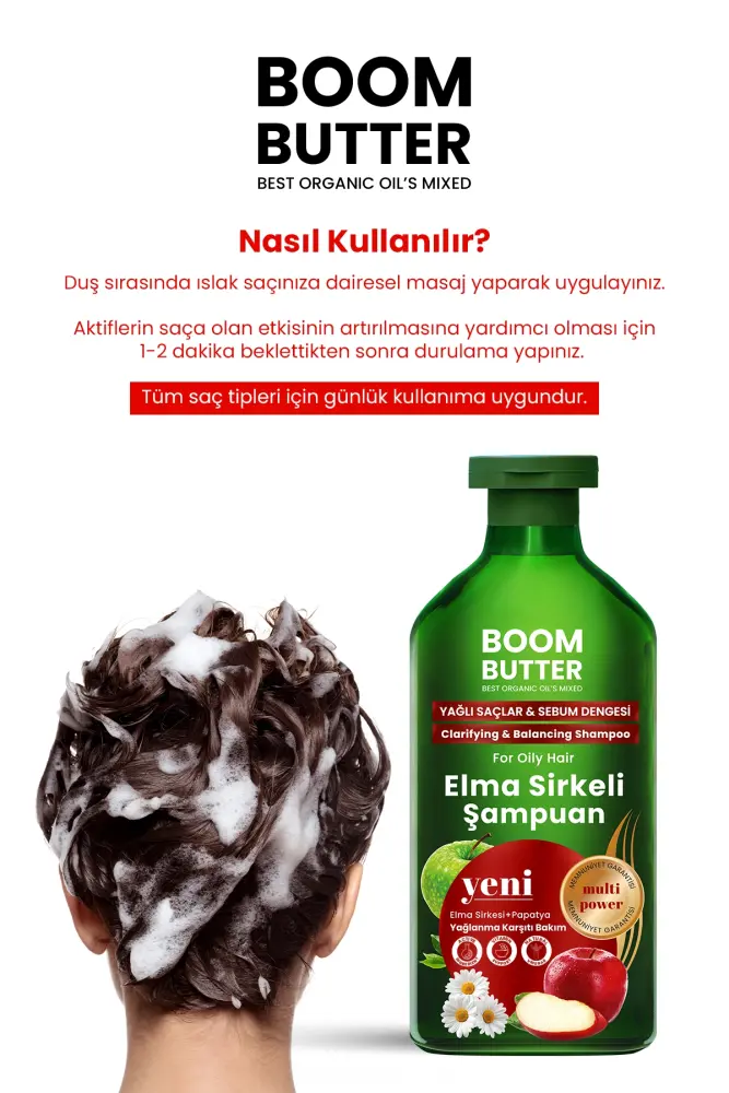BOOM BUTTER Yağlanma Karşıtı Elma Sirkeli Şampuan 400 ML - 5