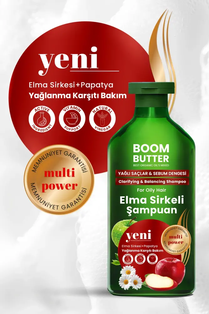 BOOM BUTTER Yağlanma Karşıtı Elma Sirkeli Şampuan 400 ML - 2