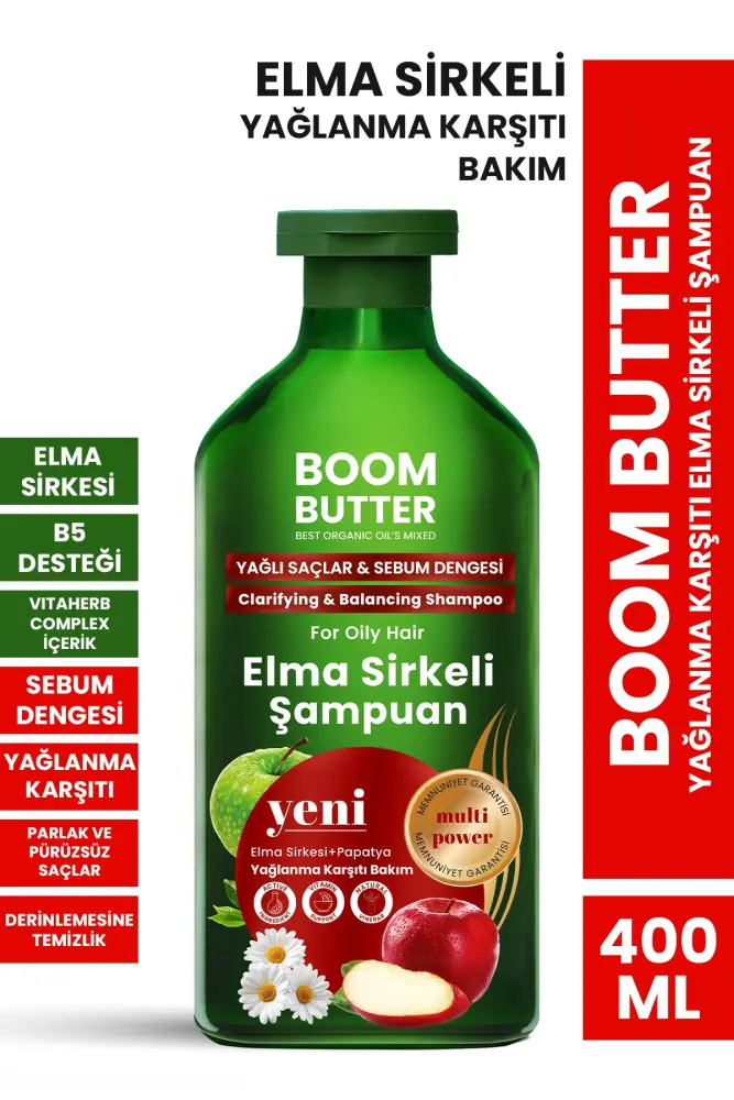 BOOM BUTTER Yağlanma Karşıtı Elma Sirkeli Şampuan 400 ML - 1