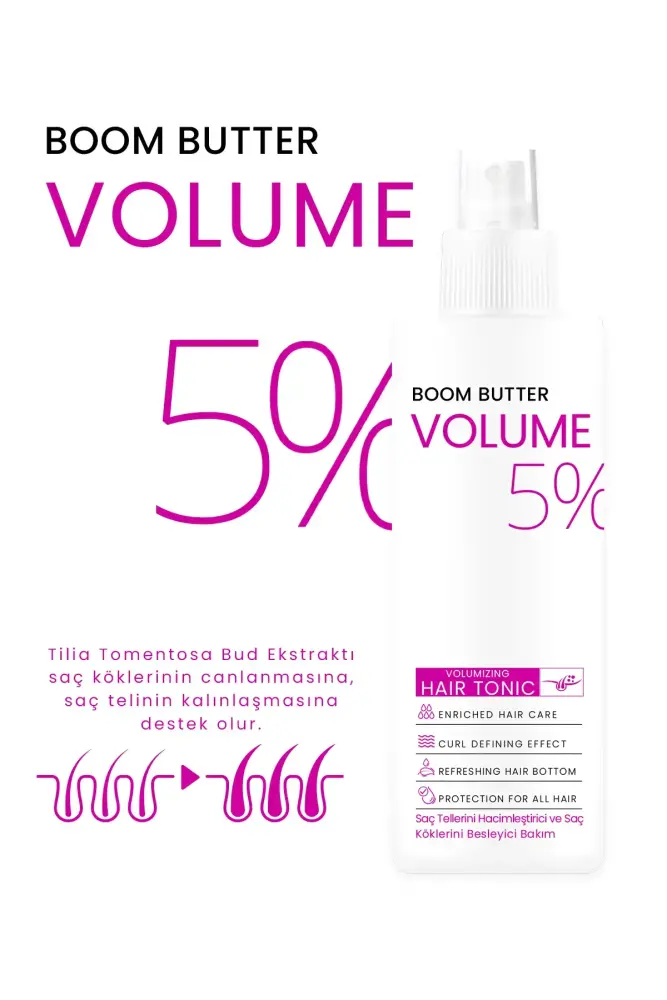 BOOM BUTTER Zayıf İnce Telli Saçlar için Volume Saç Toniği 150ML - 4