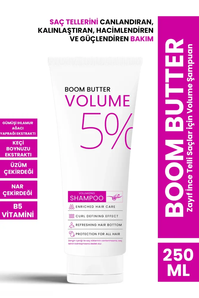 BOOM BUTTER Zayıf İnce Telli Saçlar için Volume Şampuan 250 ML - 1