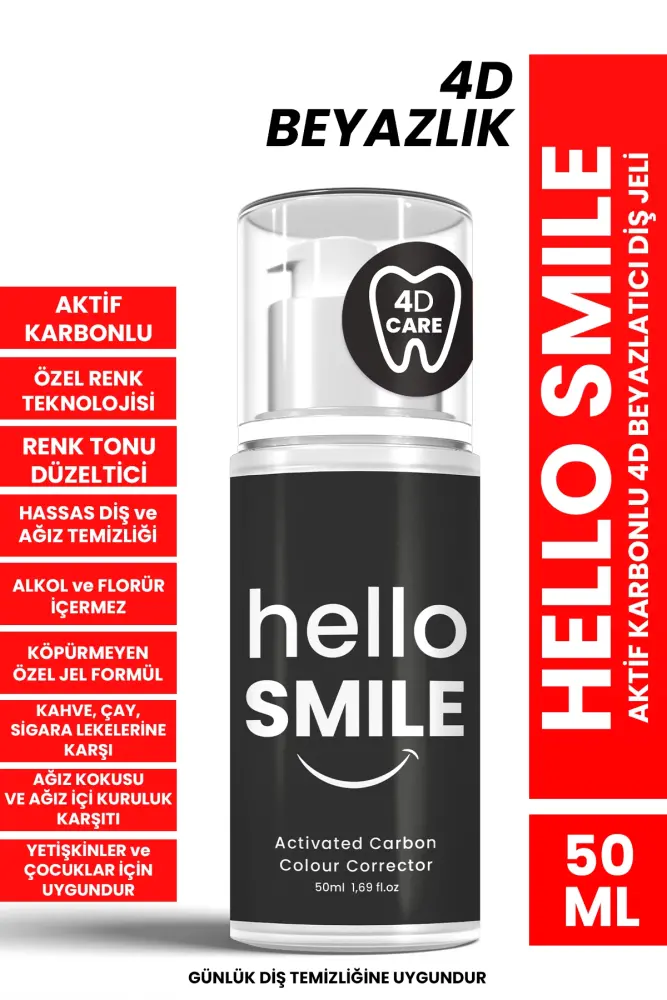 HELLO SMILE Aktif Karbonlu 4D Beyazlatıcı Diş Jeli 