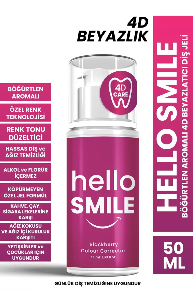 HELLO SMILE Böğürtlen Aromalı 4D Beyazlatıcı Diş Jeli 