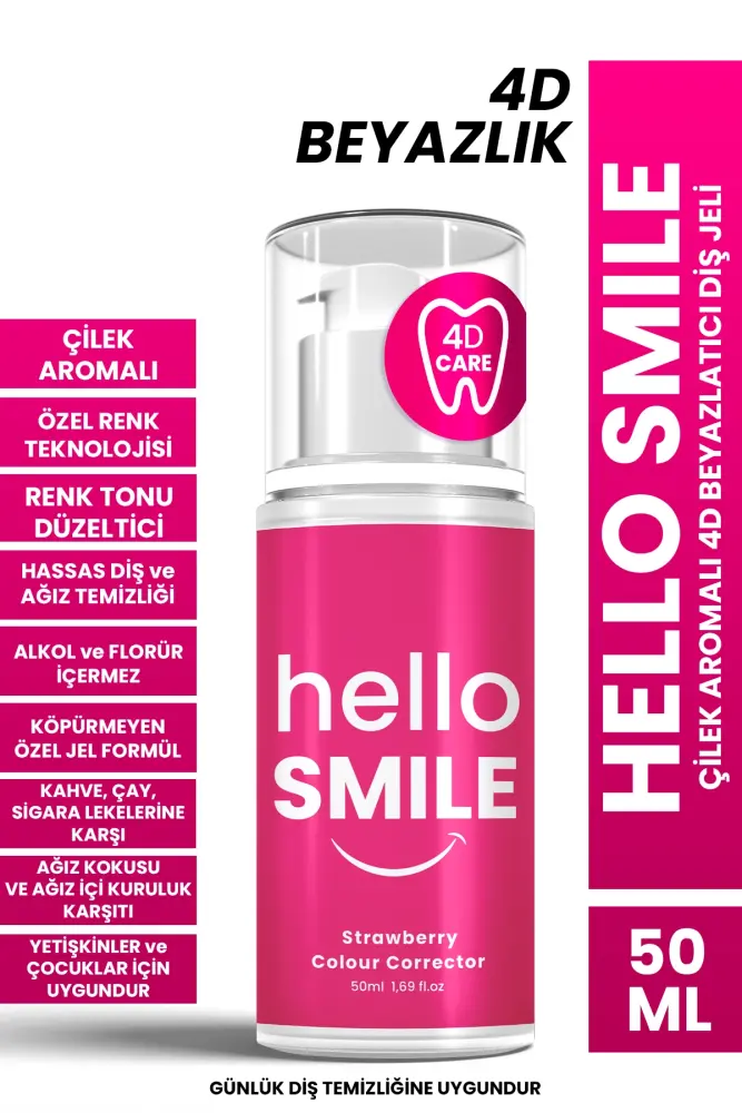 HELLO SMILE Çilek Aromalı 4D Beyazlatıcı Diş Jeli 