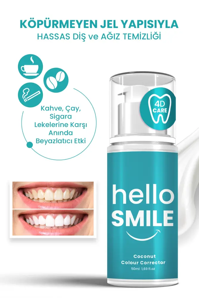 HELLO SMILE Hindistan Cevizi Aromalı Anında Beyazlatıcı Diş Jeli - 4