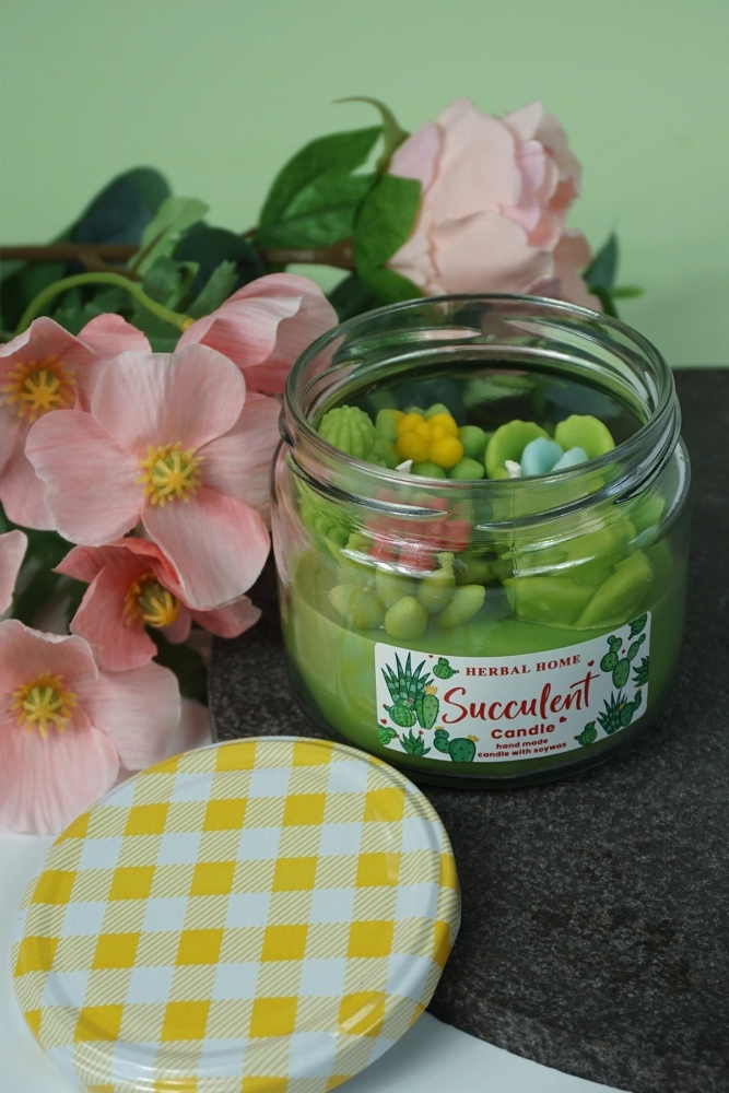 HERBAL HOME Sukulent Mini Bahçeli Mum 220 GR - 1