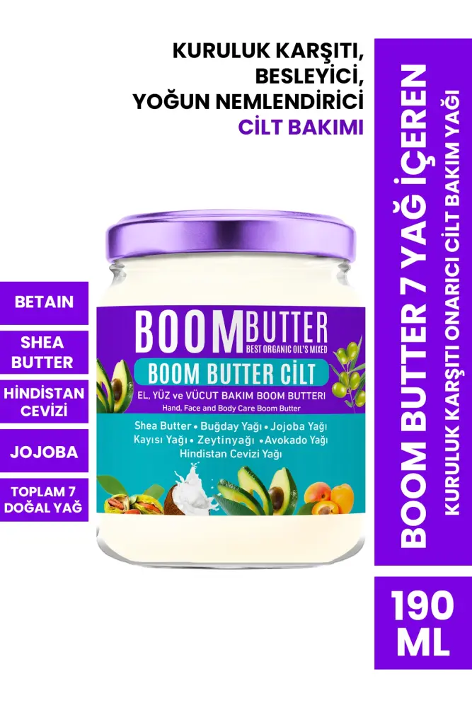 BOOM BUTTER 7 Yağ içeren Kuruluk Karşıtı Onarıcı Cilt Bakım Yağı 190 ML - 1