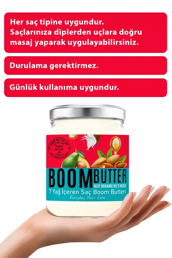 BOOM BUTTER 7 Yağ içeren Besleyici ve Nemlendirici Saç Bakım Yağı 190 ML - 6