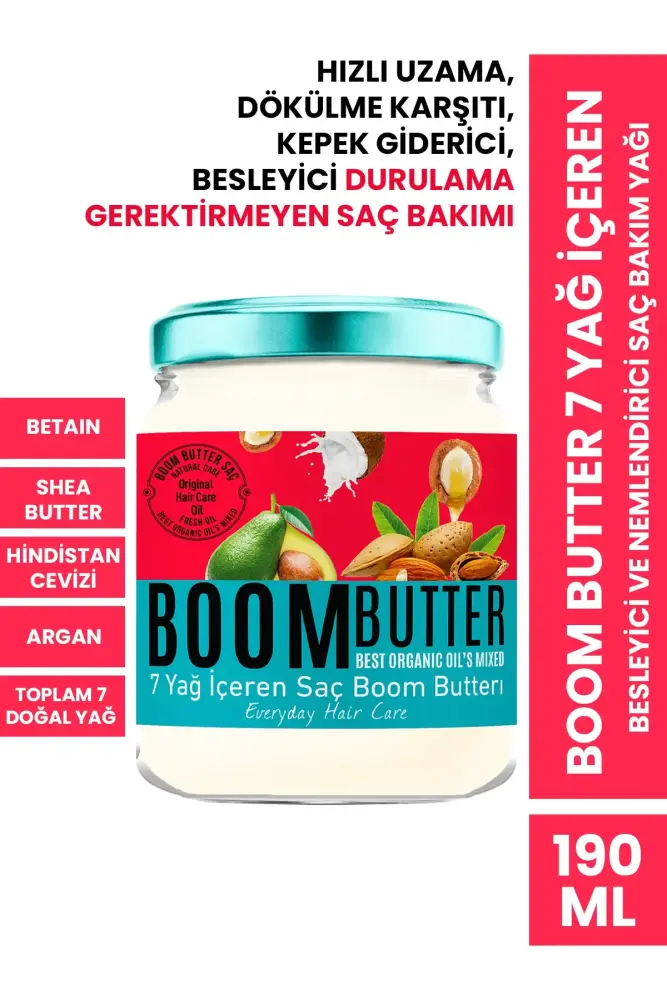 BOOM BUTTER 7 Yağ içeren Besleyici ve Nemlendirici Saç Bakım Yağı 190 ML - 1