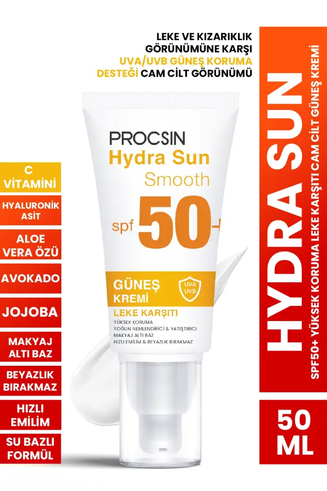 PROCSIN Hydra Sun Spf50+ Yoğun Nemlendirici Yatıştırıcı Leke Karşıtı Cam Cilt Güneş Kremi Pa++++ - 1