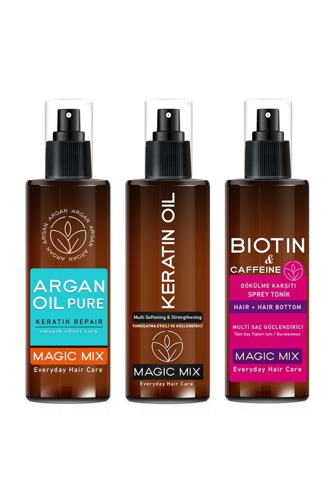 MAGIC MIX Argan + Keratin + Biotin Oil Üçlü Avantajlı Set - Thumbnail