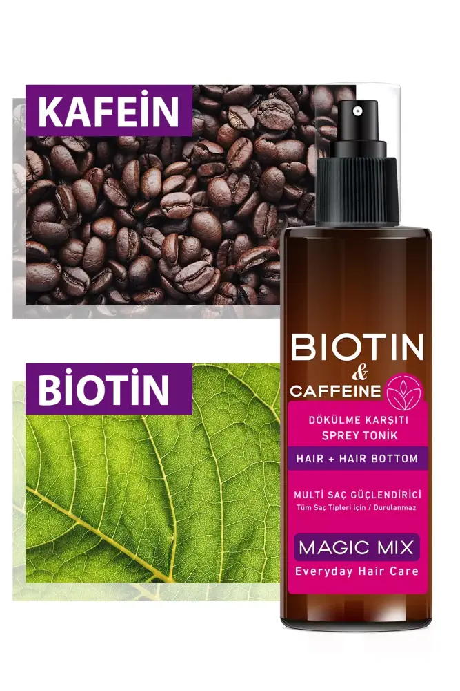 MAGIC MIX Biotin ve Kafein İçeren Saç Kökü Güçlendirici Hızlı Uzamaya Yardımcı Tonik 110 ML