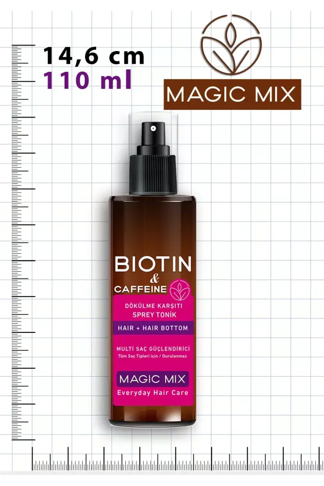 MAGIC MIX Biotin ve Kafein İçeren Saç Kökü Güçlendirici Hızlı Uzamaya Yardımcı Tonik 110 ML - Thumbnail