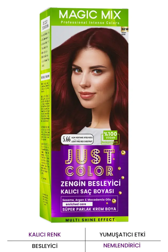 PROCSIN Magic Mix COLOR KIT Parlak ve Canlı 5.66 AÇIK KESTANE ATEŞ KIZILI Kalıcı Saç Boyası - 1