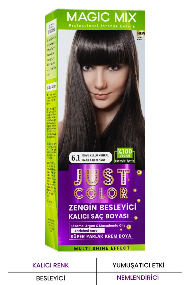 PROCSIN Magic Mix COLOR KIT Parlak ve Canlı 6.1 KOYU KÜLLÜ KUMRAL Kalıcı Saç Boyası - 1