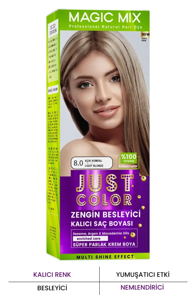 PROCSIN Magic Mix COLOR KIT Parlak ve Canlı 8.0 AÇIK KUMRAL Kalıcı Saç Boyası - 1