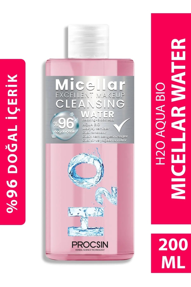 PROCSIN Aqua Bio H2O Yüz ve Makyaj Temizleyici Micellar Cleansing Water 200 ML - 2