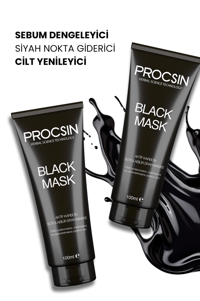 PROCSIN Siyah Nokta Giderici Aktif Kömürlü Siyah Maske 100 ML - 4
