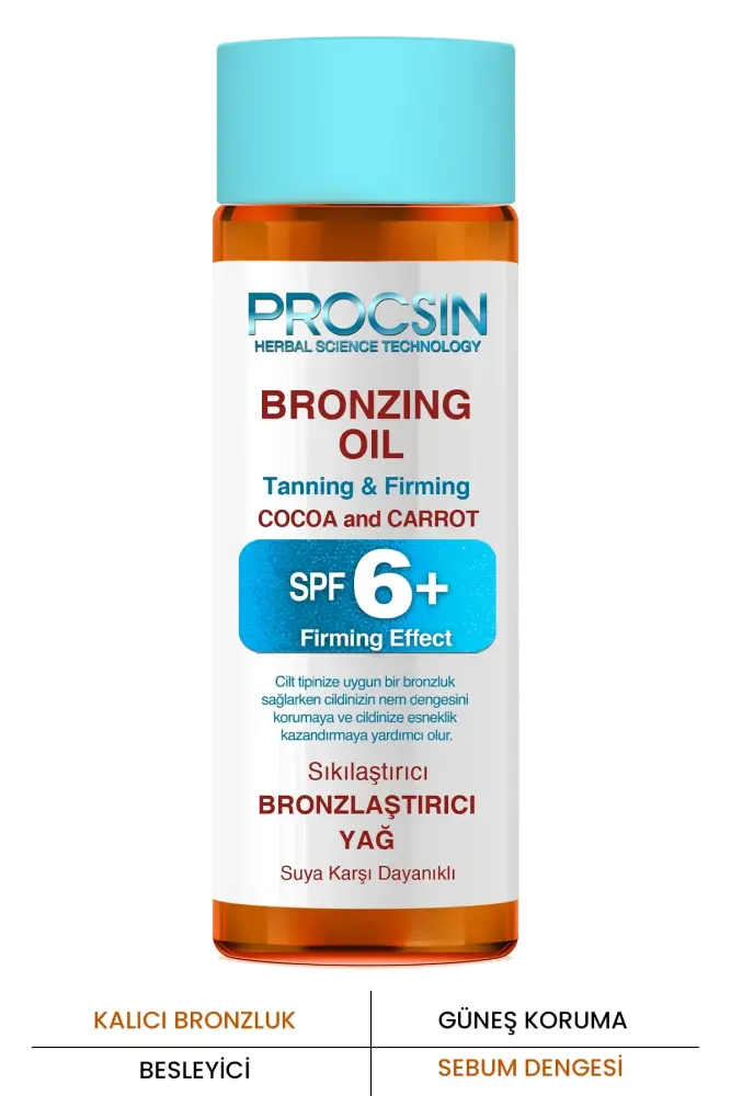 PROCSIN Kalıcı Bronzluk SPF 6+ Yoğun Bronzlaştırıcı Yağ 100 ML - 1