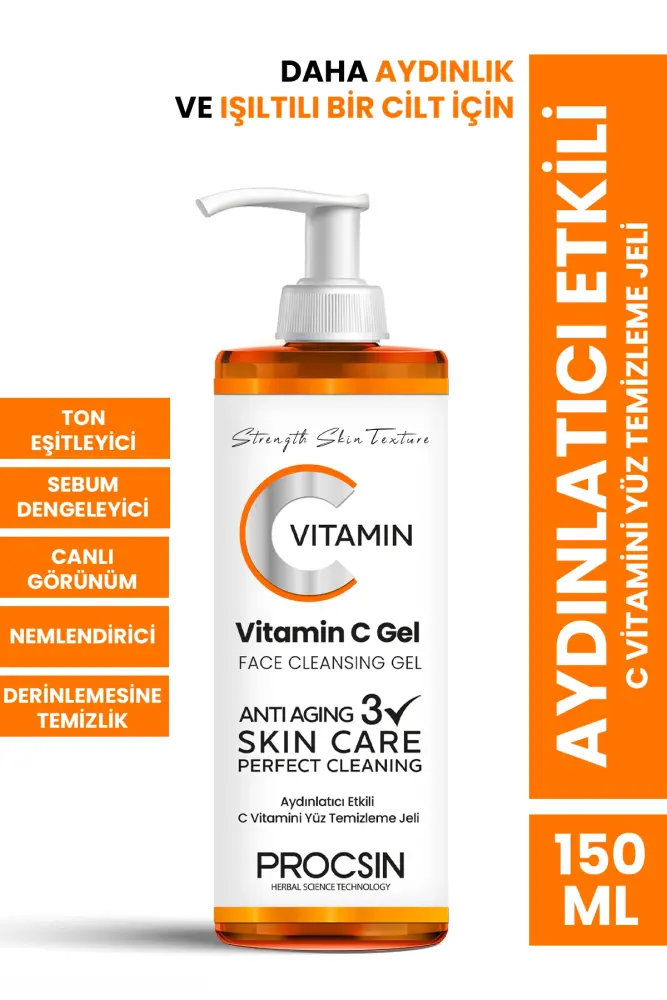 PROCSIN Aydınlatıcı Etkili C Vitamini Yüz Temizleme Jeli 150 ML - 1