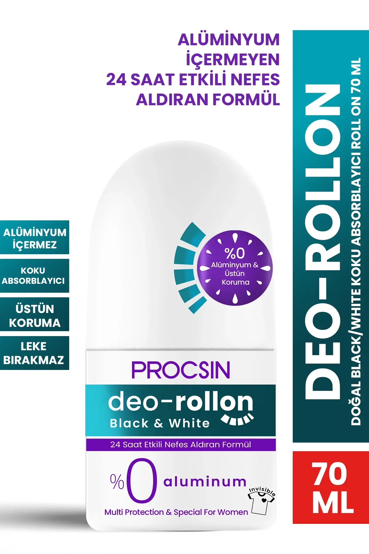 Procsın Doğal Black/white Koku Absorblayıcı Roll On 70 Ml