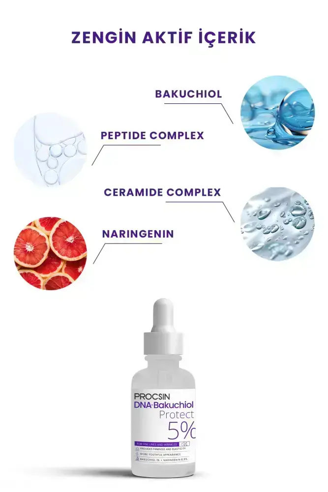 PROCSIN DNA-Bakuchiol Kırışıklık ve İnce Çizgi Karşıtı Sıkılaştırıcı Serum 30 ML - 5