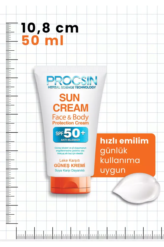 PROCSIN Koyu Leke Karşıtı Yüksek Uv Korumalı SPF 50+ Güneş Kremi 50 ML - 6