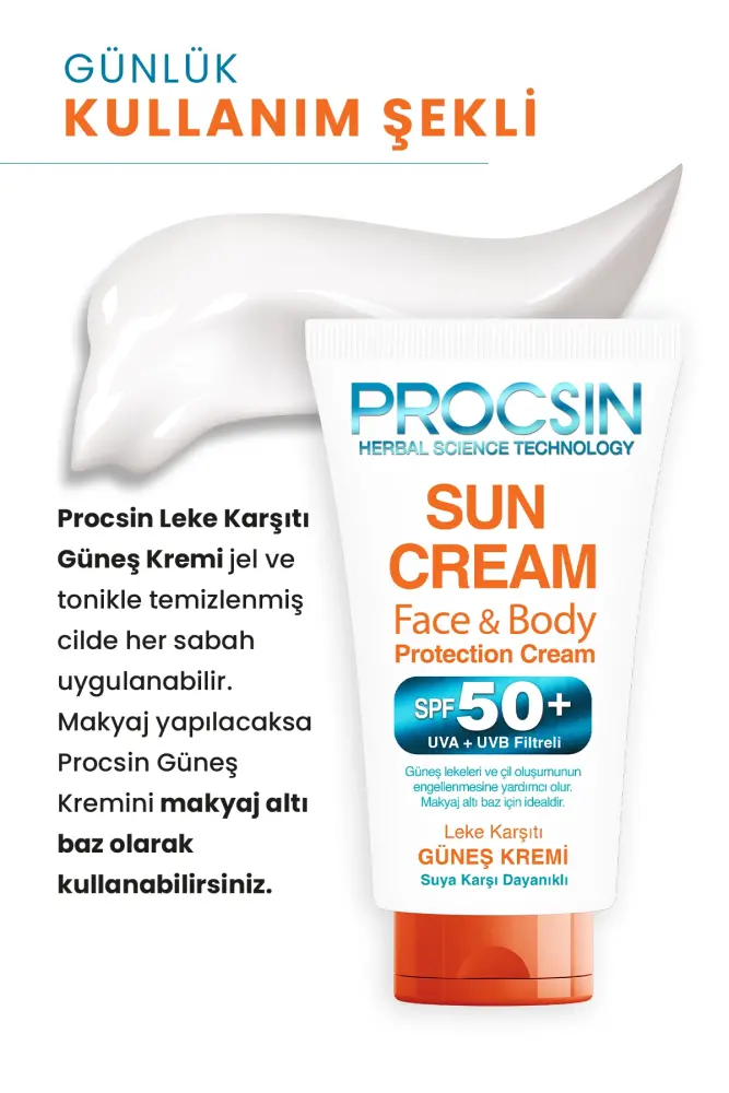 PROCSIN Koyu Leke Karşıtı Yüksek Uv Korumalı SPF 50+ Güneş Kremi 50 ML - 4