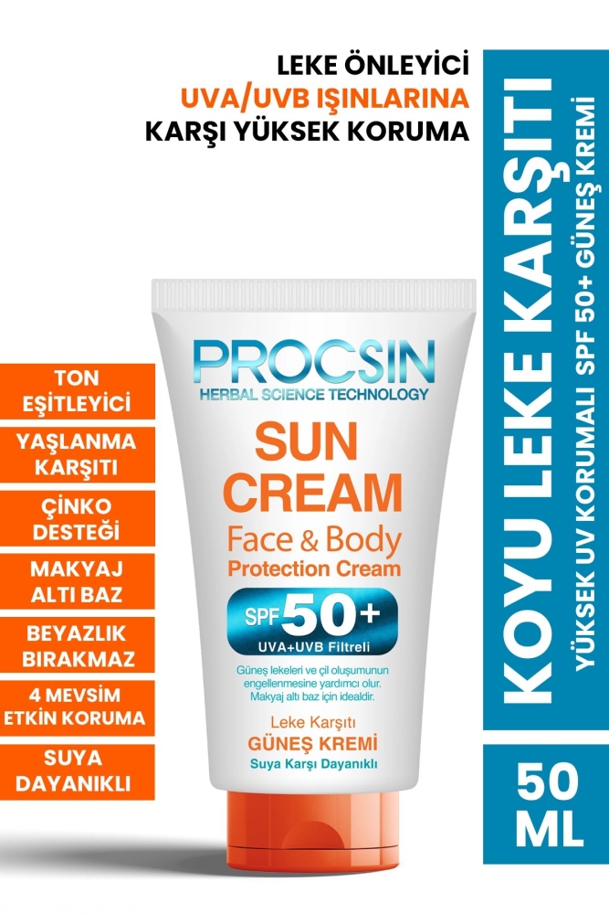 PROCSIN Koyu Leke Karşıtı Yüksek Uv Korumalı SPF 50+ Güneş Kremi 50 ML - 1