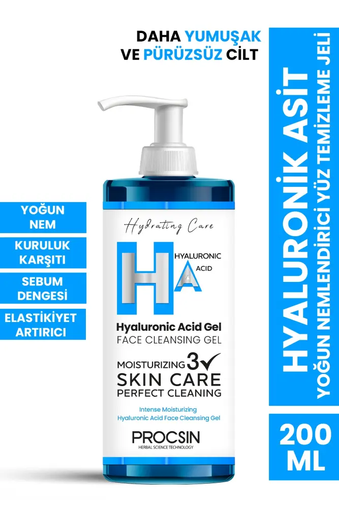 PROCSIN Hyaluronik Asit Yoğun Nemlendirici Yüz Temizleme Jeli 200 ML - 1