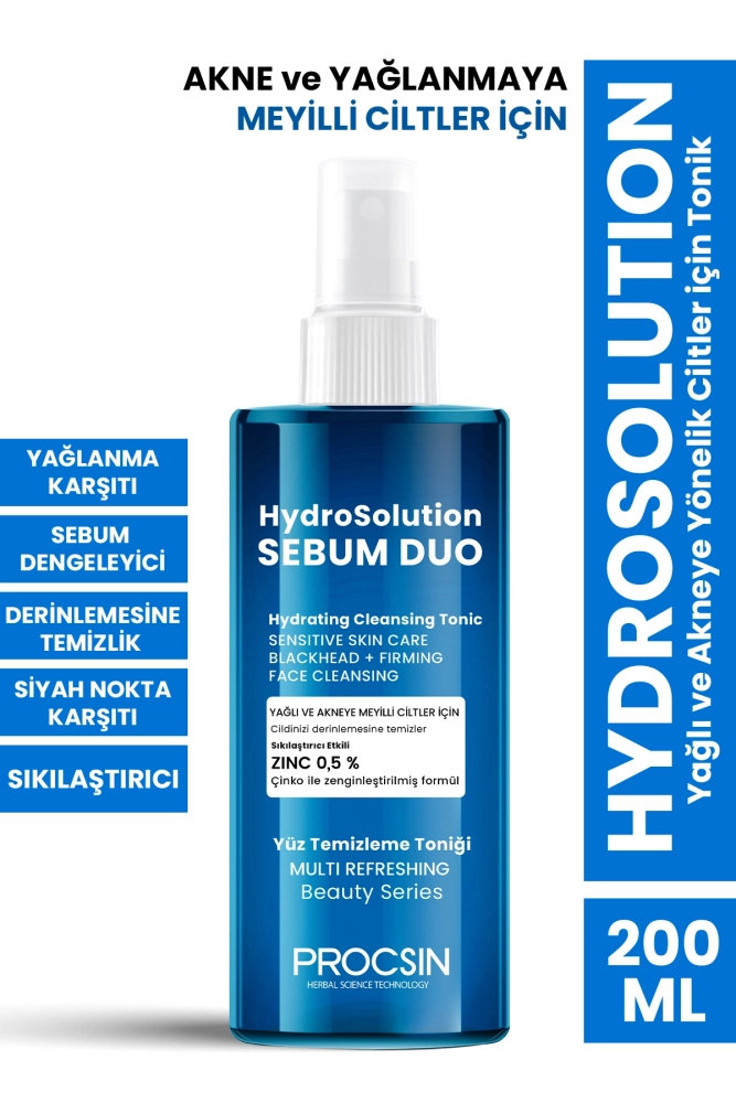 PROCSIN Hydrosolution Yağlı ve Akneye Yönelik Ciltler için Tonik 200 ml - 1