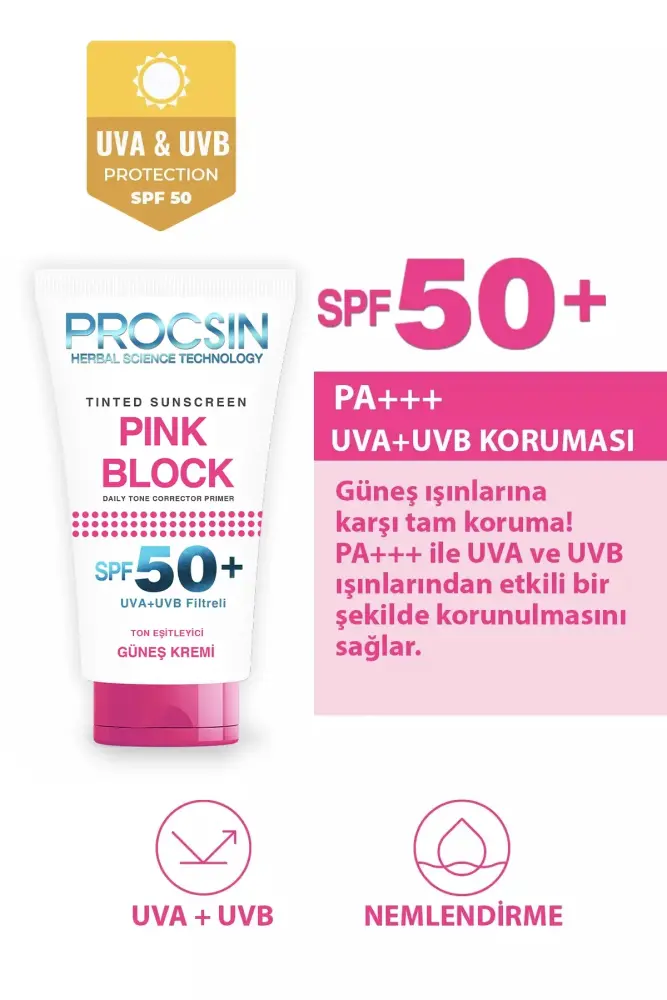 PROCSIN Pink Block Colored SPF50+ Sunscreen 50 ML - 5