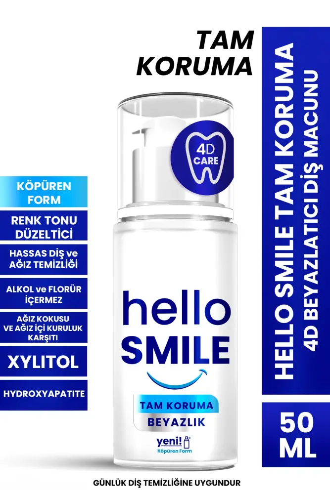 HELLO SMILE Tam Koruma 4D Beyazlatıcı Diş Macunu 50 ML - 1