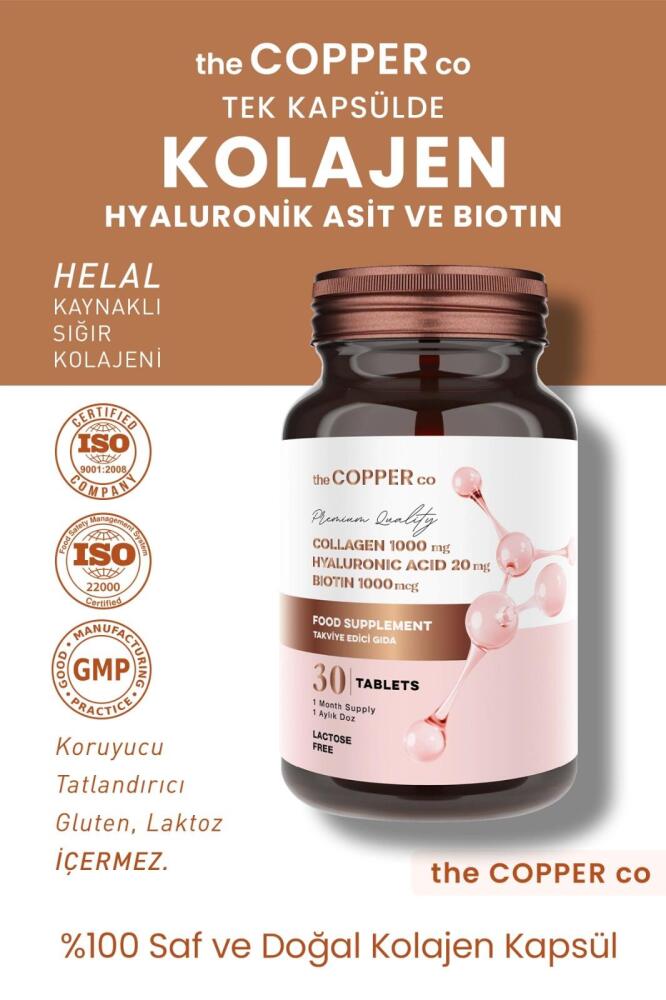 The Copper Co Kolajen, Resveratrol ve Hyaluronik Asit İçeren Yüksek Kalite Tablet (1000 mg) - 1
